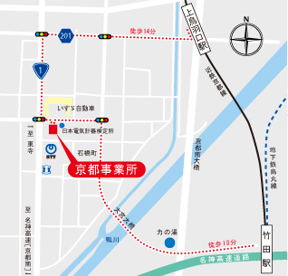 京都事業所徒歩用地図